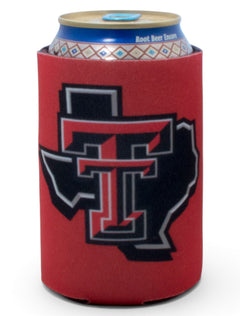 Texas Tech Lone Star Pride Logo on Red Can Cooler – Front view