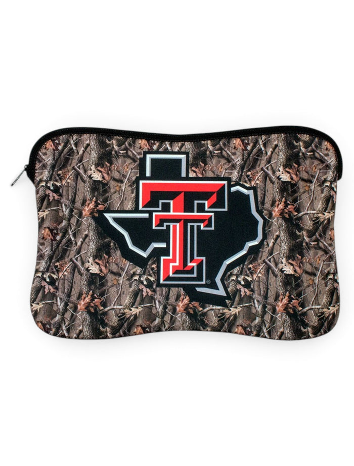 Texas Tech Lone Star Pride on Camo Neoprene Laptop Case – Front view