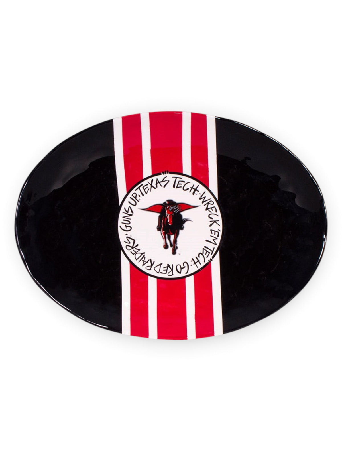 Texas Tech Masked Rider on Oval Serving Plate – Front view
