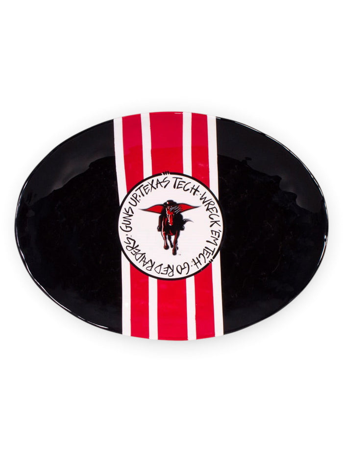 Texas Tech Masked Rider on Oval Serving Plate – Front view
