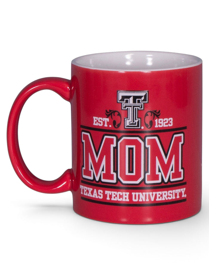 Texas Tech Mom & Double T on Red Coffee Mug – Front view