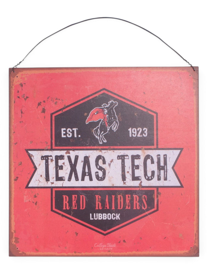 Texas Tech "Oil Can" Tin Sign – Front view