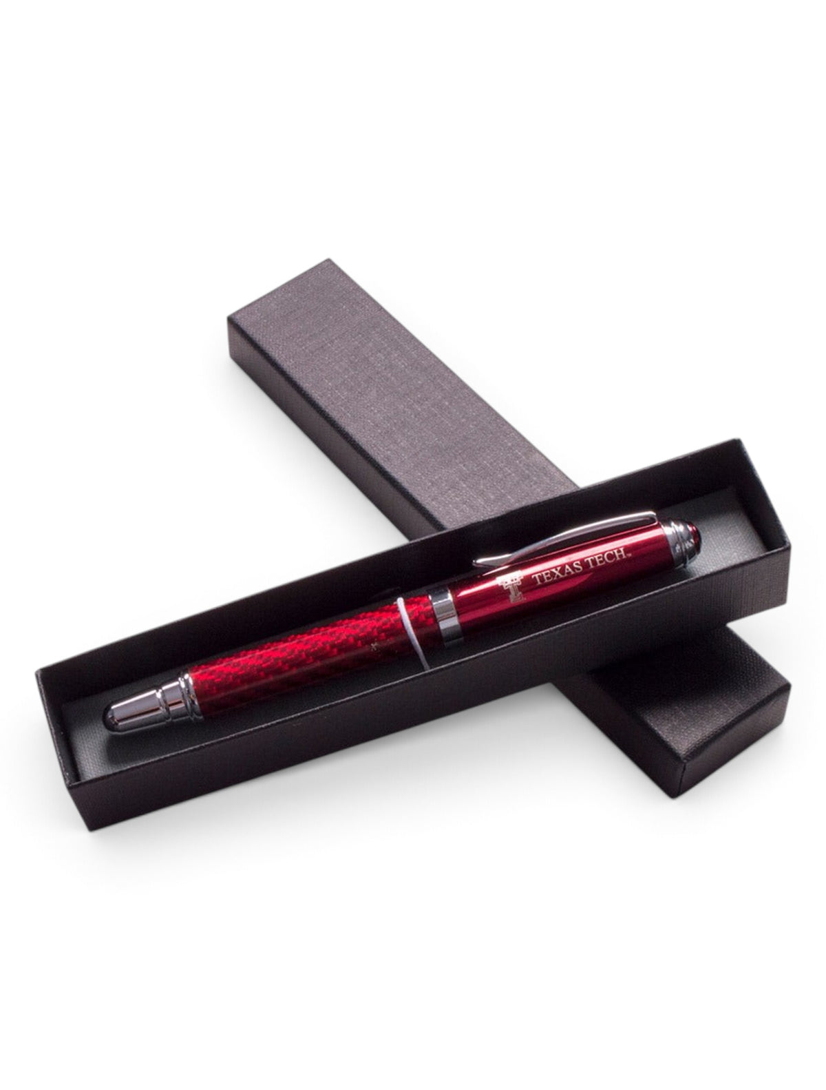 Texas Tech on Capped Carbon Fiber Pen – Red front view