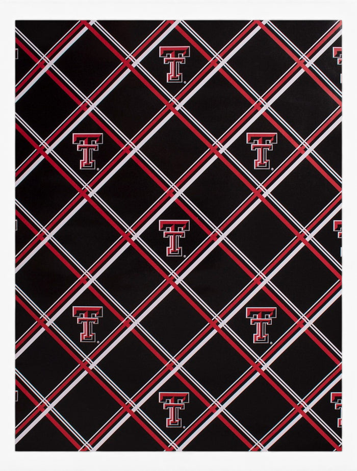 Texas Tech Plaid Double T Wrapping Paper – Black front view