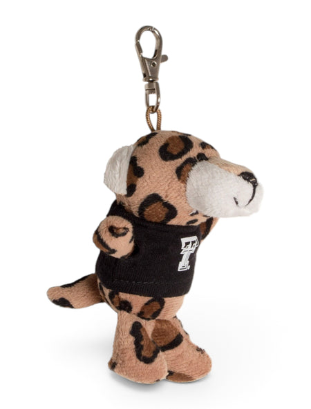Texas Tech Plush Leopard In Double T T-Shirt Keychain – Front view