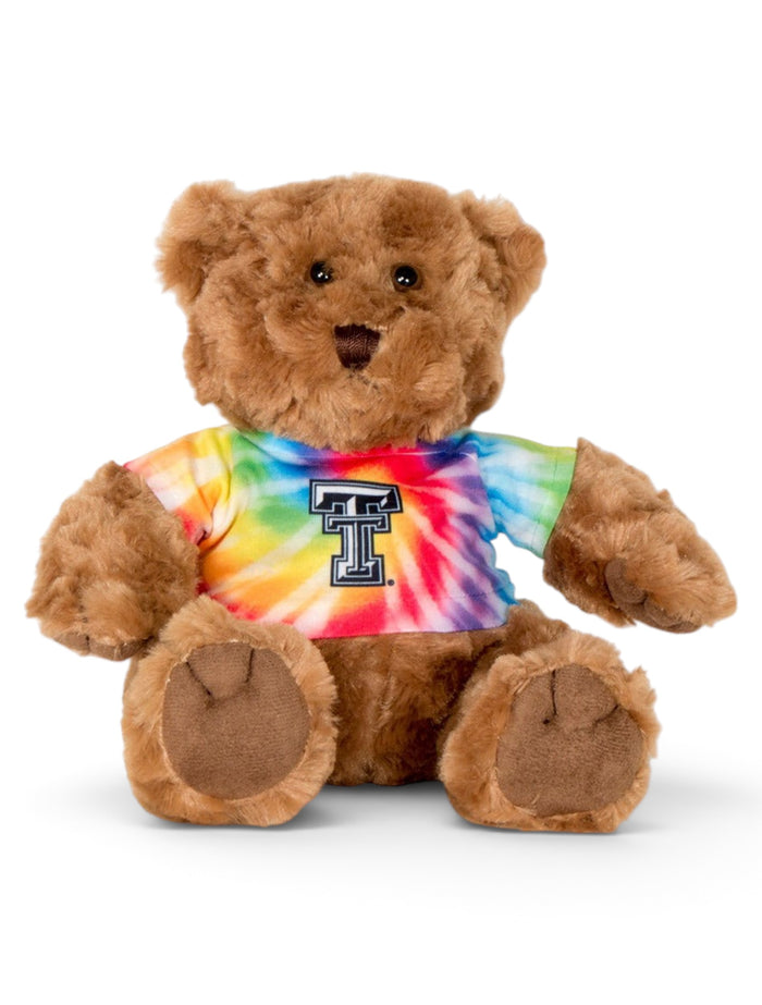 Texas Tech Plush Teddy Bear in Tie Dye Tech T-Shirt – Front view