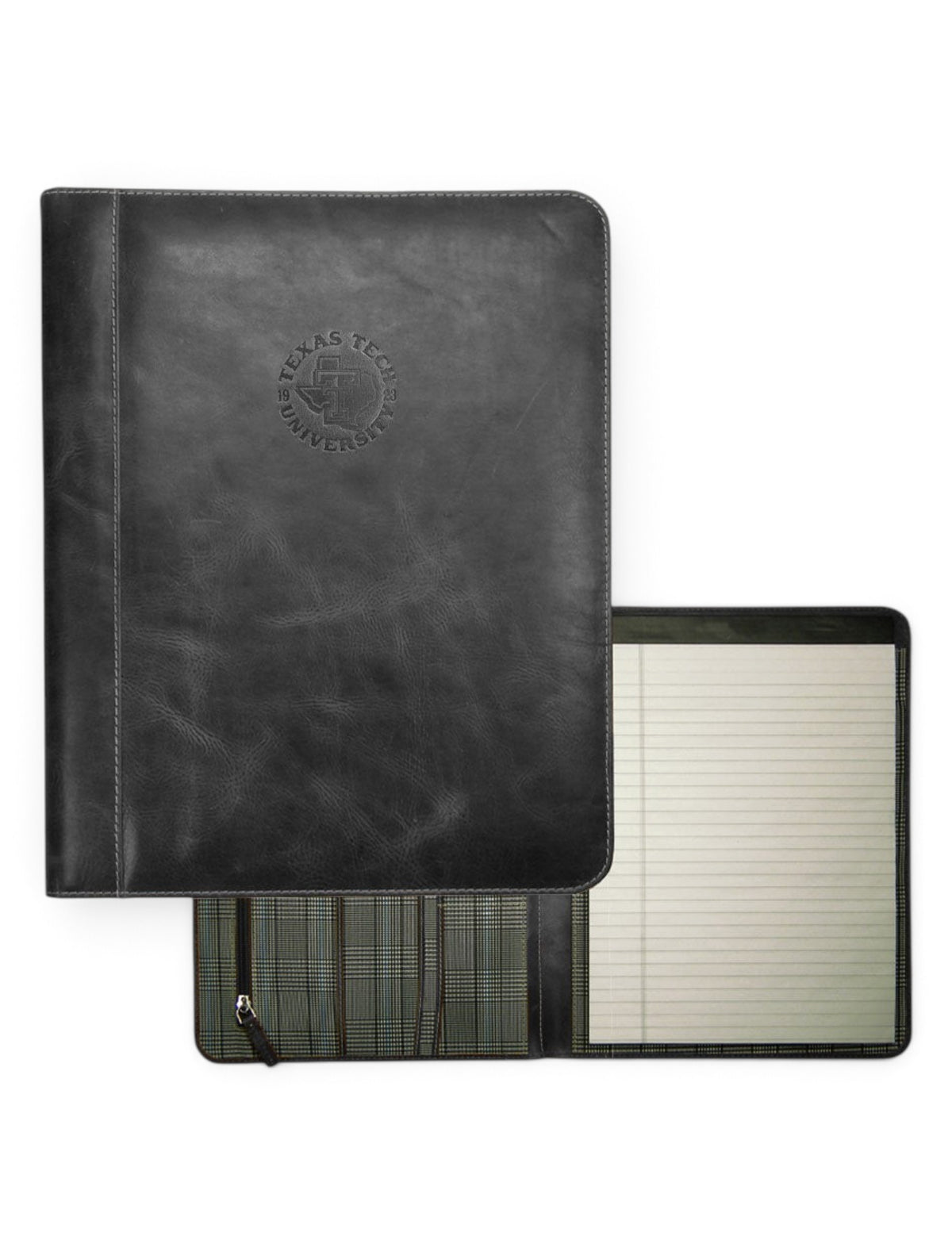 Texas Tech Pride Logo Embossed Leather Padfolio – Black front view