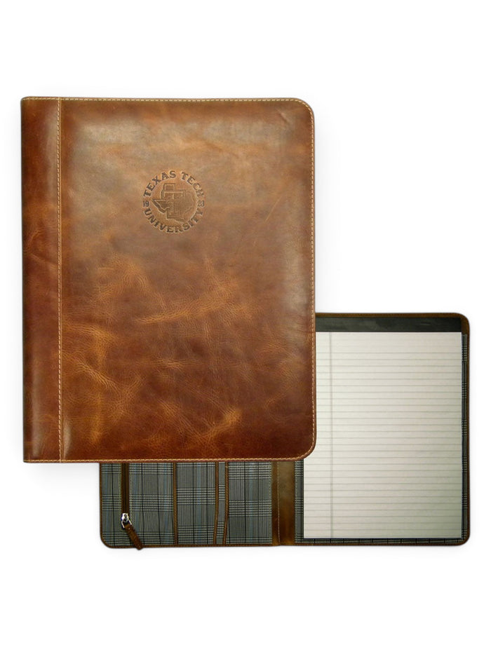 Texas Tech Pride Logo Embossed Leather Padfolio – Front view
