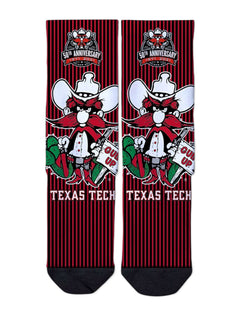 Texas Tech Raider Red 50th Anniversary Crew Sock – Front view