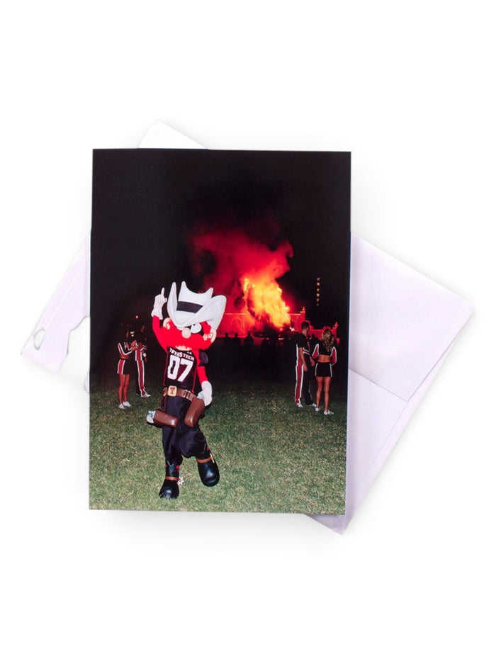 Texas Tech Raider Red Bonfire Celebration Photo Card – Front view