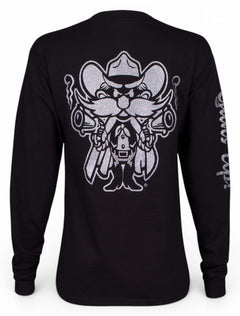 Texas Tech Raider Red in Silver Glitter on Black Long Sleeve – Front view