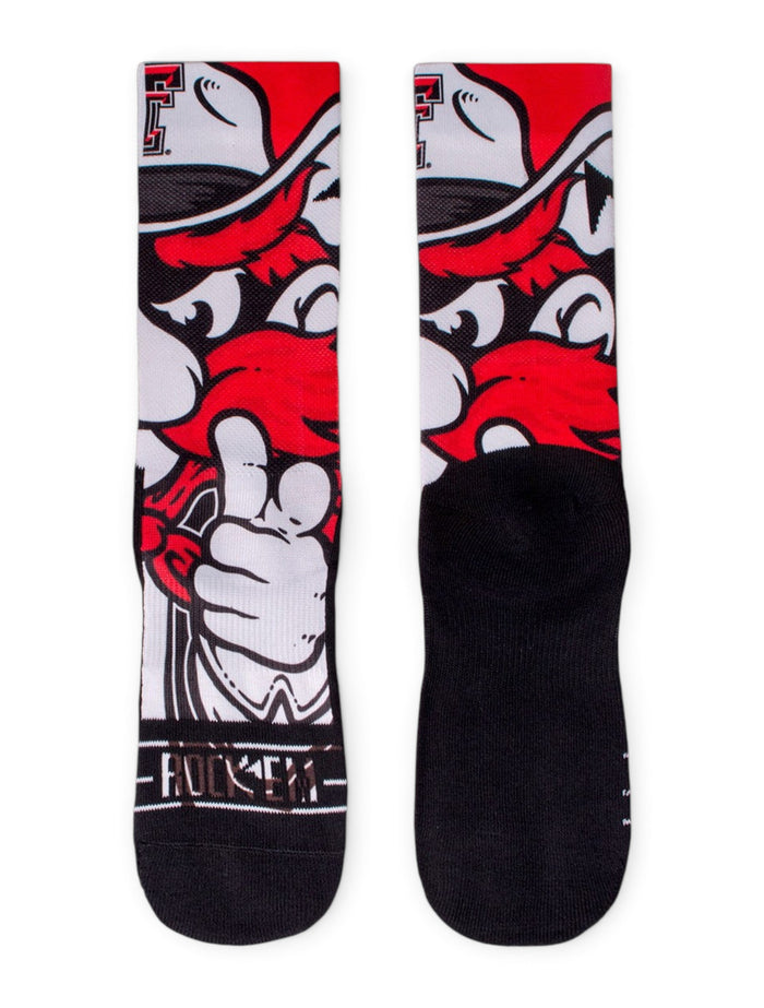 Texas Tech Raider Red Mascot Socks – Front view