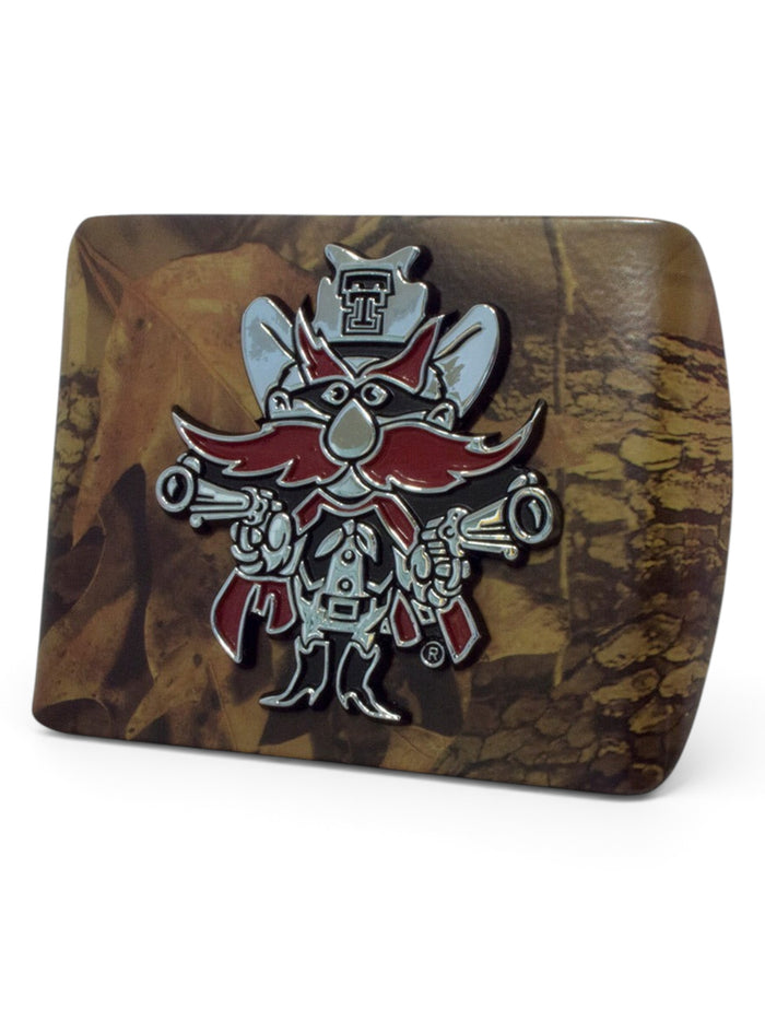 Texas Tech Raider Red on Camo Hitch Cover – Front view