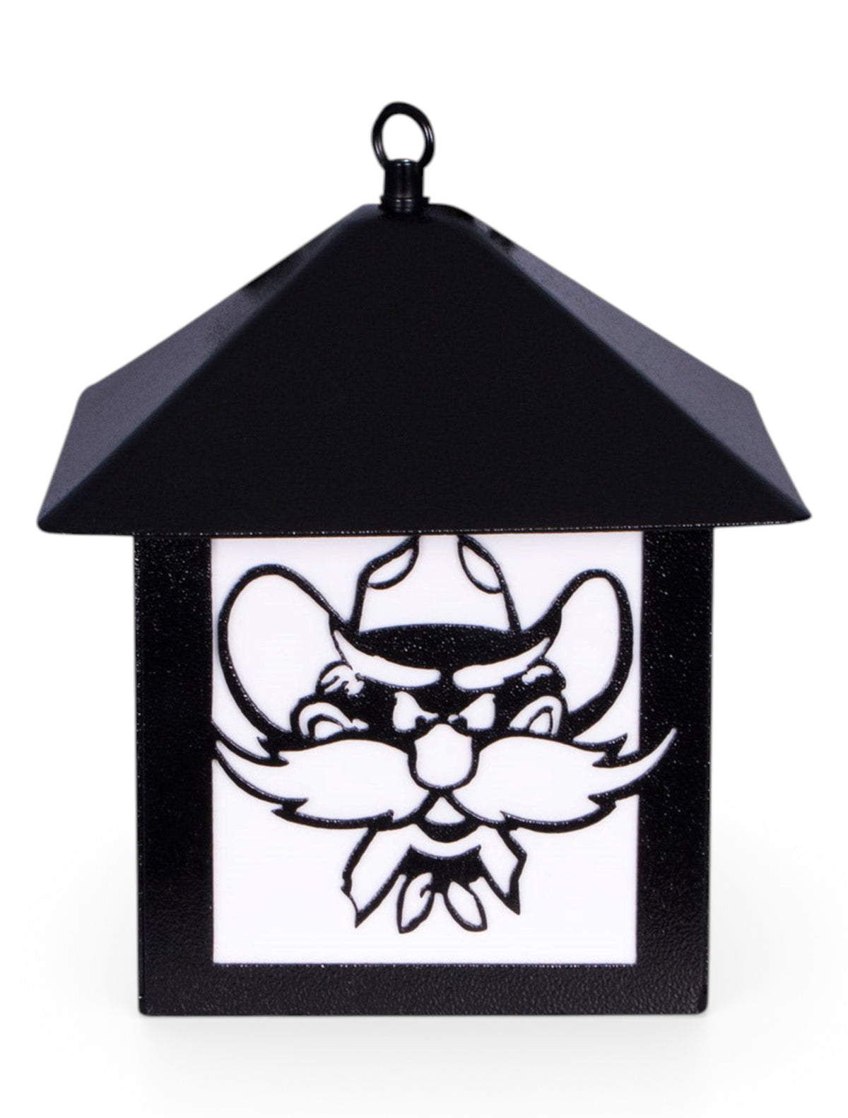 Texas Tech Raider Red Small Ironworks Lantern – White detail