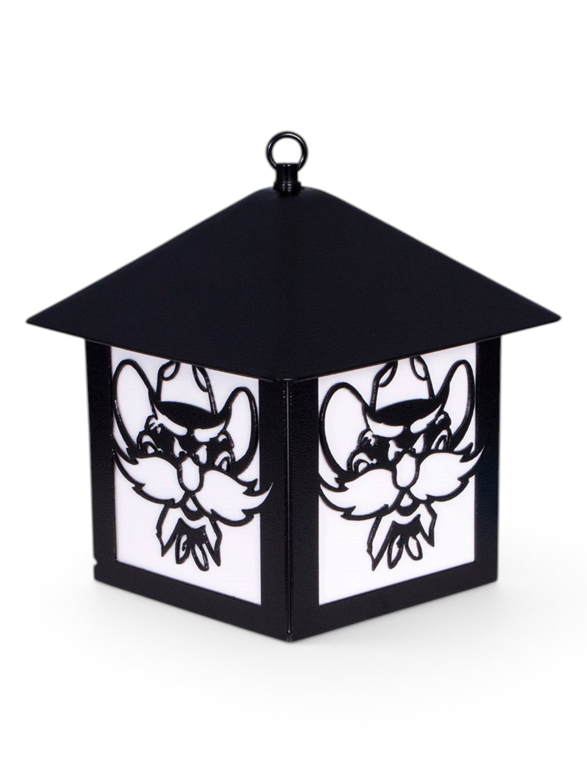 Texas Tech Raider Red Small Ironworks Lantern – White front view