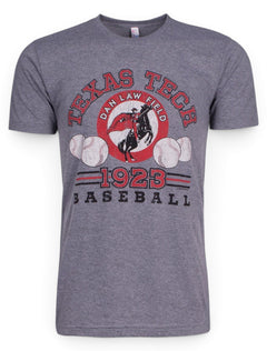 Texas Tech Red Raiders 1923 Baseball on Heather Grey T-Shirt – Front view