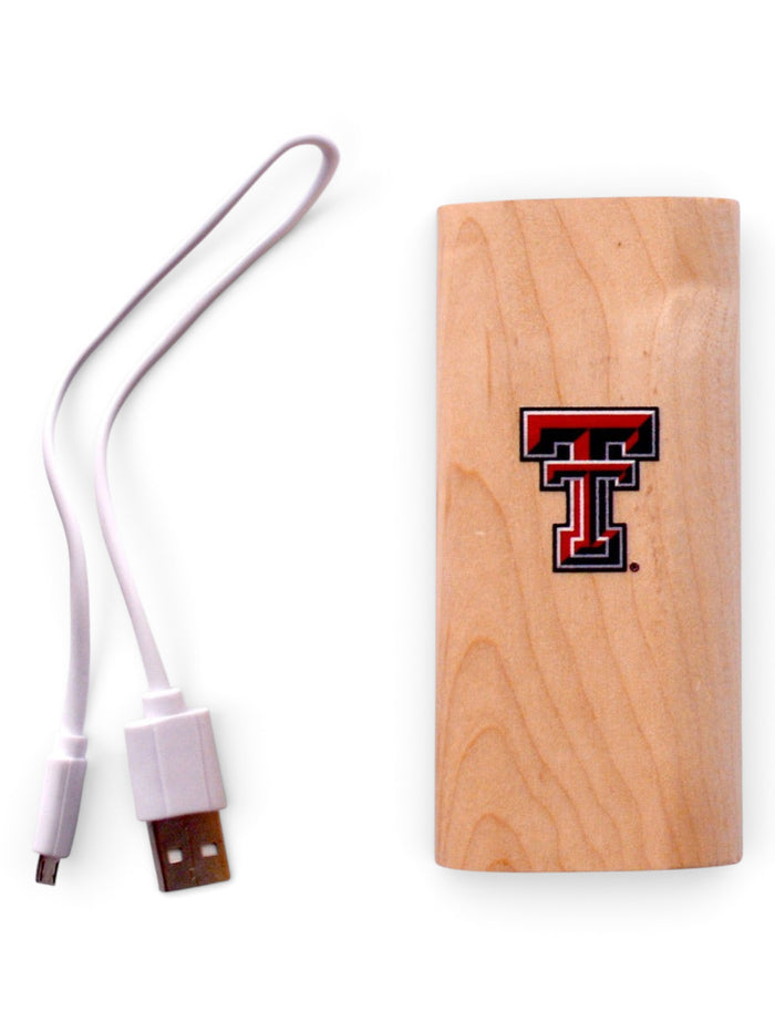 Texas Tech Red Raiders 4000mAh Wood Power Bank – Front view