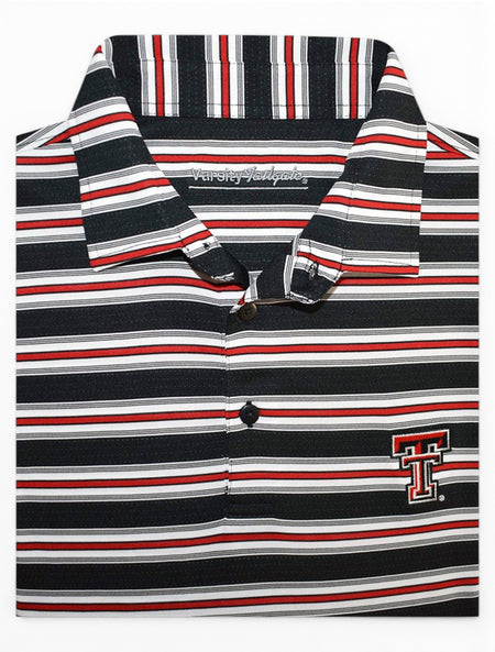 Texas Tech Red Raiders "Air Mail" Tri Team Color-Striped Men's Polo – Front view