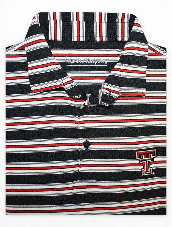 Texas Tech Red Raiders "Air Mail" Tri Team Color-Striped Men's Polo – Front view