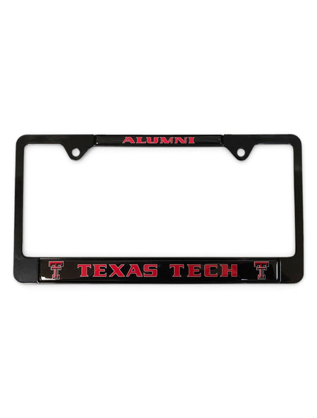 Texas Tech Red Raiders Alumni over Texas Tech Black Metal License Plate Frame – Front view