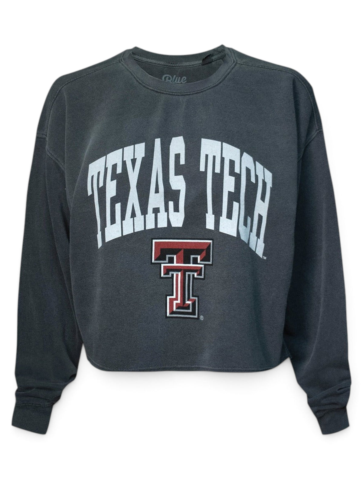 Texas Tech Red Raiders Arch over Double T Cropped Sweatshirt – Front view