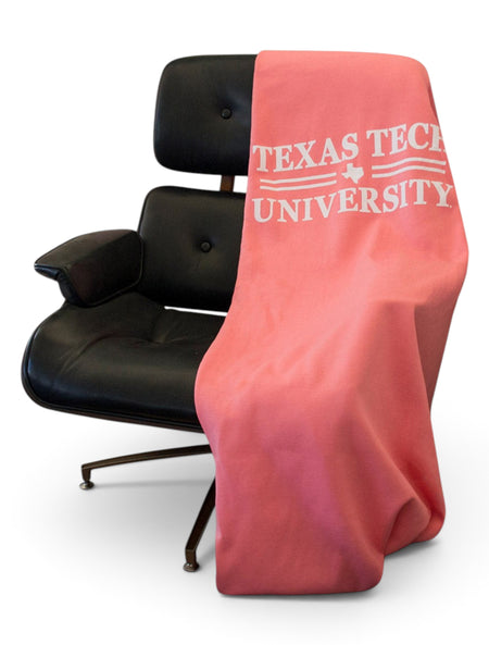 Texas Tech Red Raiders Bar None White Text Sweatshirt Blanket – Crunchberry front view