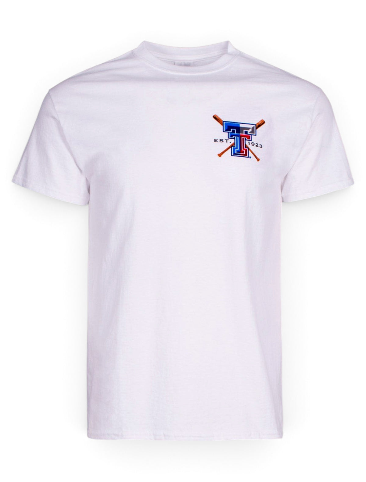 Texas Tech Red Raiders Baseball Bat on White T-Shirt – Back view