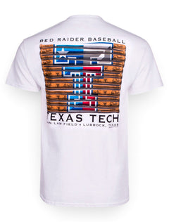 Texas Tech Red Raiders Baseball Bat on White T-Shirt – Front view