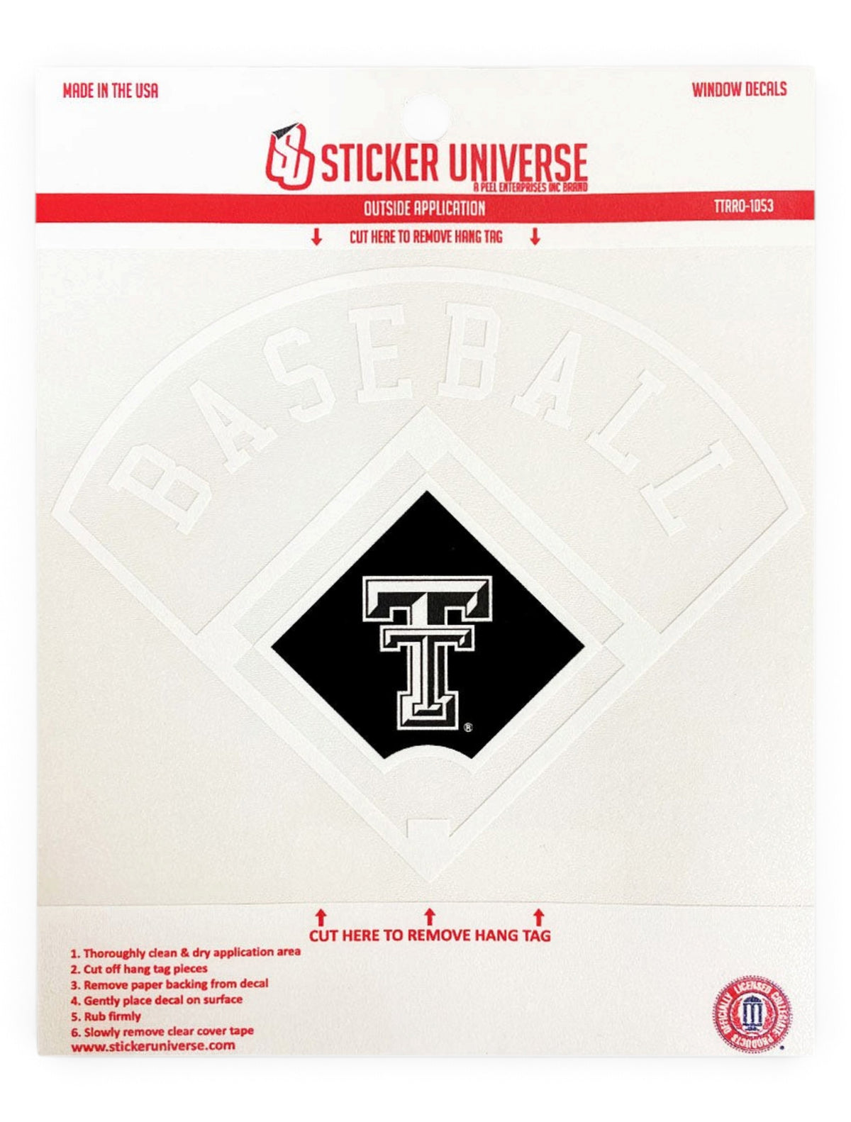 Texas Tech Red Raiders Baseball Diamond Decal – Front view