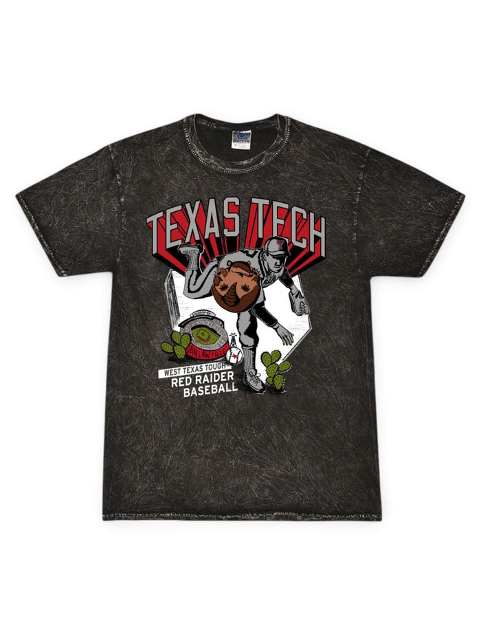 Texas Tech Red Raiders "Bean Ball" Baseball Black Washed T-Shirt – Front view