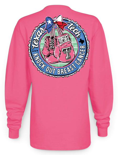 Texas Tech Red Raiders  Black and White Double T "Knock Out" Breast Cancer Long Sleeve T-Shirt – Front view