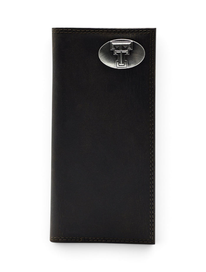 Texas Tech Red Raiders Brown Crazy Horse Leather Roper with Double T Wallet – Front view