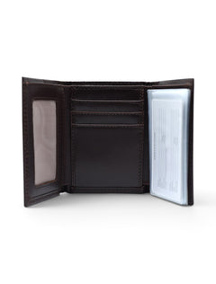 Texas Tech Red Raiders Brown Wrinkle Leather Tri-Fold Wallet with Double T – Back view