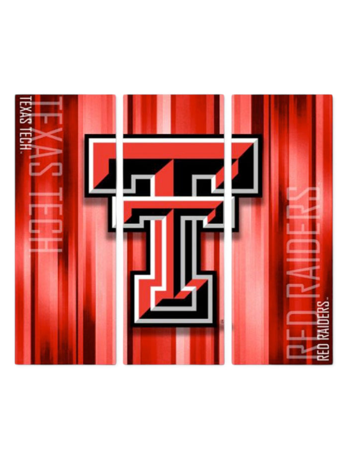 Texas Tech Red Raiders Bulls Canvas Wall Art Triptych Rush Design – Front view
