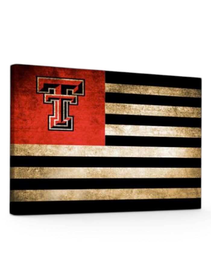 Texas Tech Red Raiders Canvas Wall Art Vintage Flag Design – Front view