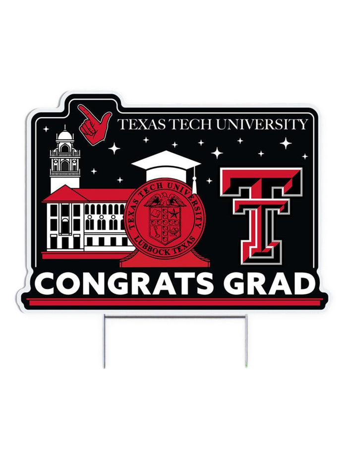 Texas Tech Red Raiders "Congrats Grad" Lawn Sign – Front view