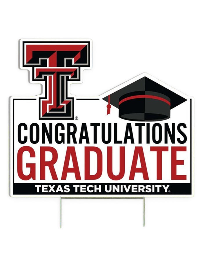 Texas Tech Red Raiders "Congratulations Graduate" 22" Lawn Sign – Front view