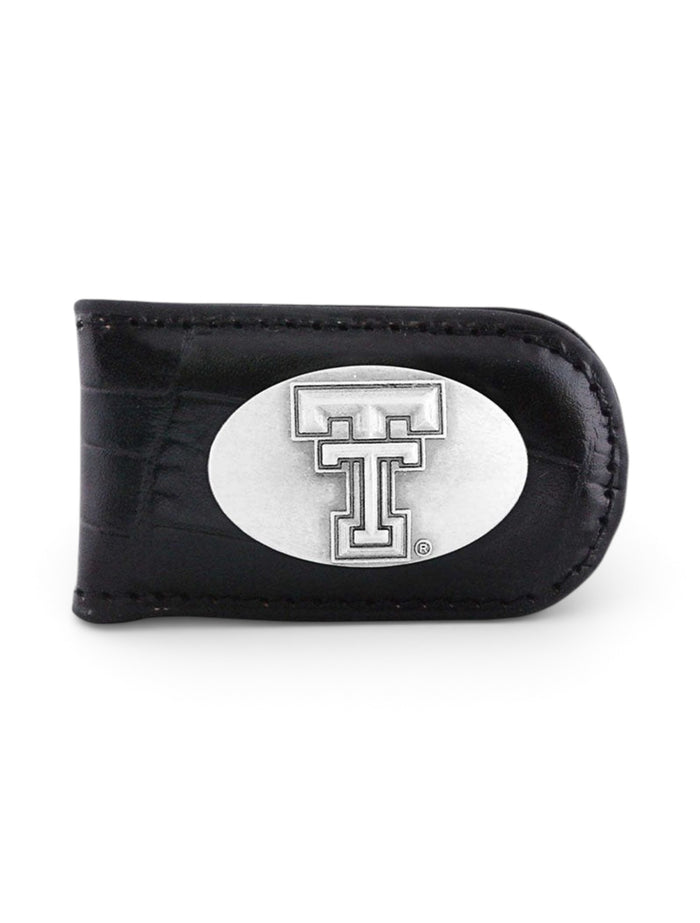 Texas Tech Red Raiders "Croc" Magnetic Money Clip – Black front view