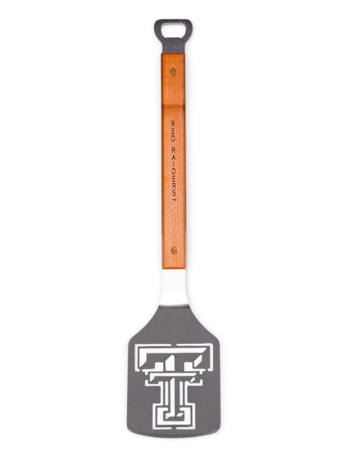 Texas Tech Red Raiders & Cutout Double T on Wood & Metal Spatula – Front view