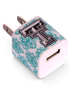 Texas Tech Red Raiders Damask Wall Charger – Front view
