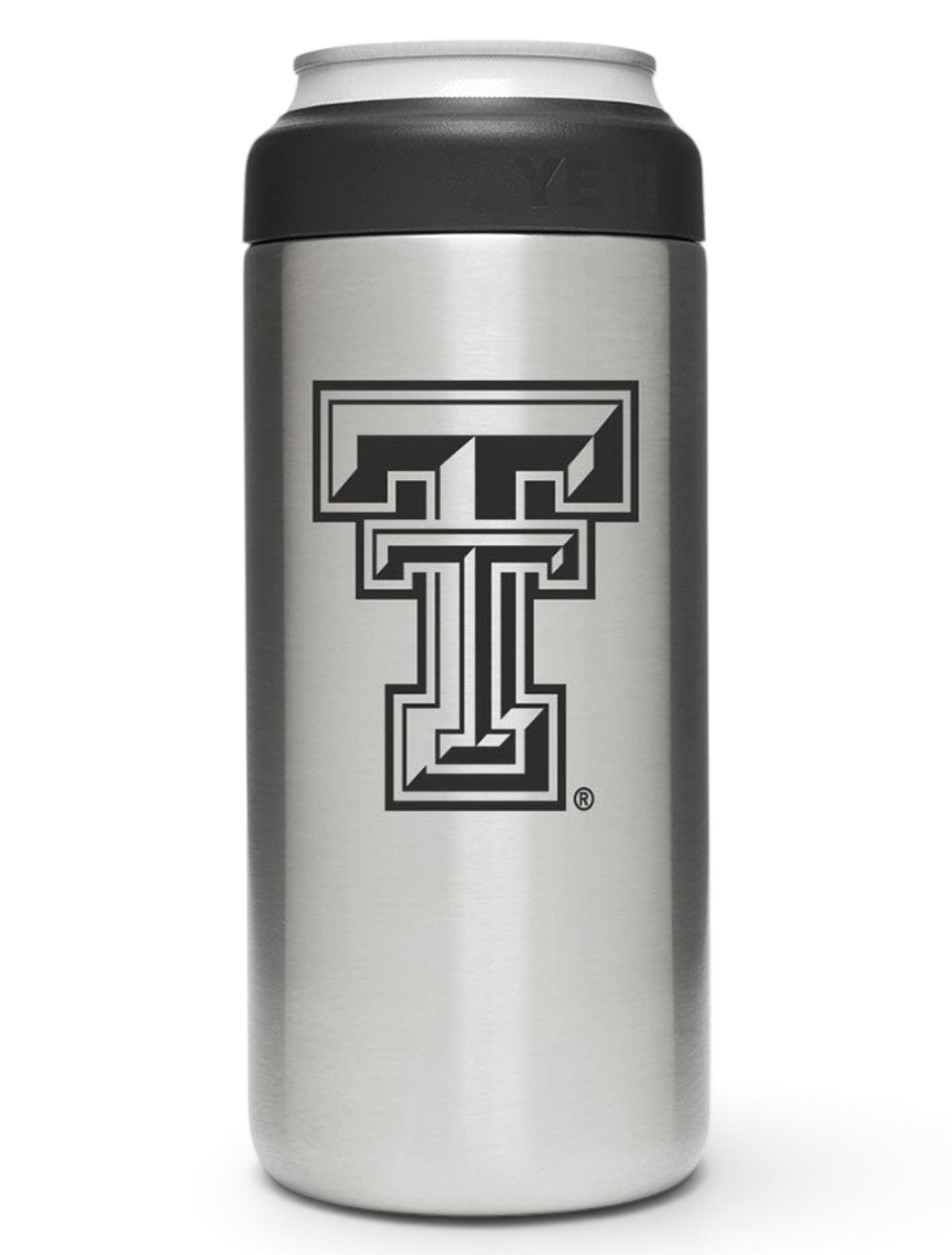 Texas Tech Red Raiders Double T 12 oz Slim Can Insulator – Front view