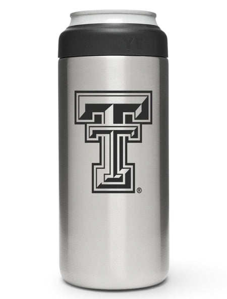 Texas Tech Red Raiders Double T 12 oz Slim Can Insulator – Front view