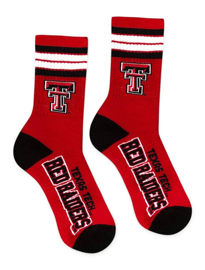 Texas Tech Red Raiders Double T "4-stripe Deuce" YOUTH Socks – Front view