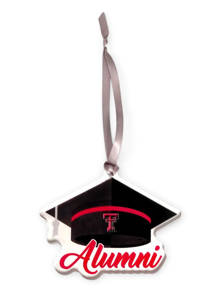 Texas Tech Red Raiders Double T Alumni with Graduation Cap Ornament – Front view