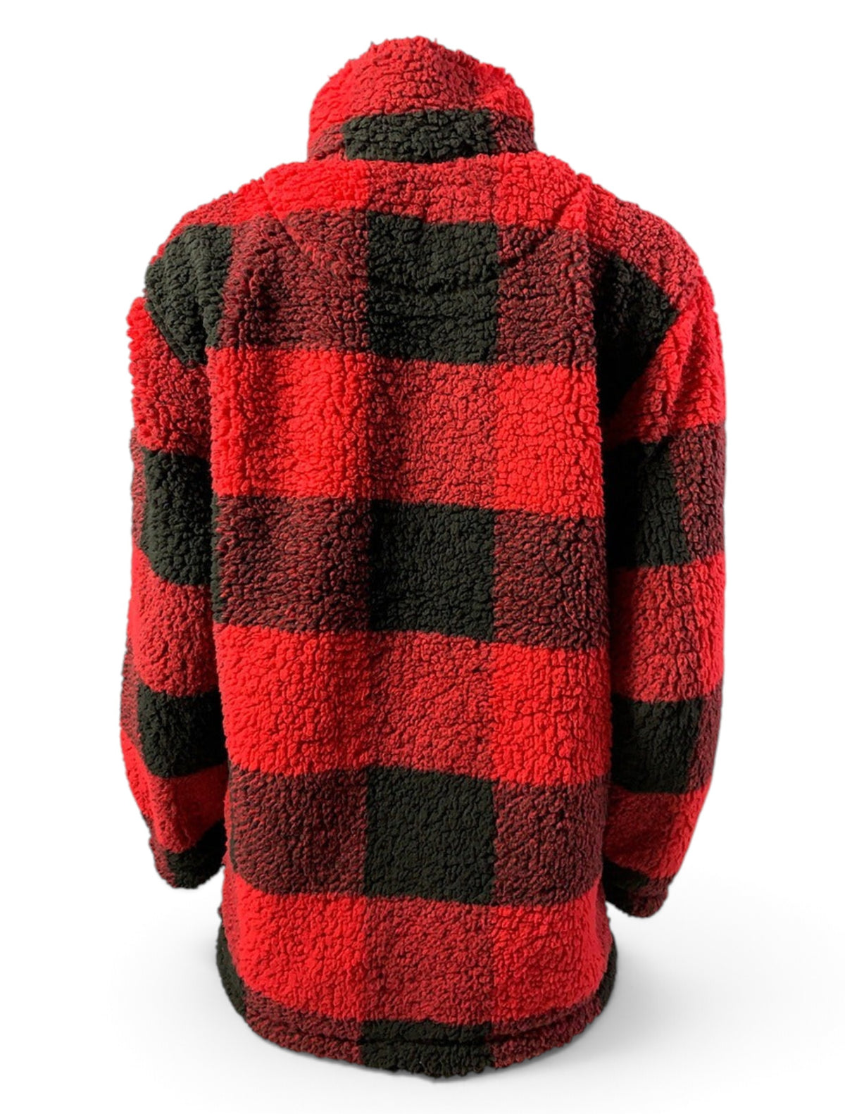 Texas Tech Red Raiders Double T Buffalo Plaid YOUTH Sherpa Quarter-Zip Pullover – Back view