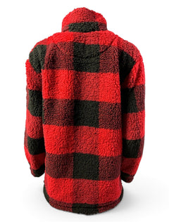 Texas Tech Red Raiders Double T Buffalo Plaid YOUTH Sherpa Quarter-Zip Pullover – Back view