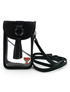 Texas Tech Red Raiders Double T Clear Black Cell Phone Case With Charm – Front view