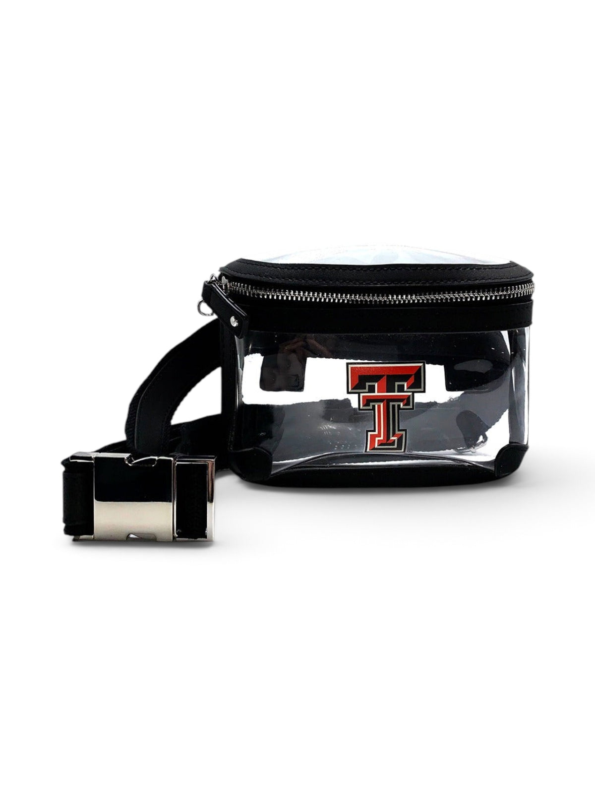 Texas Tech Red Raiders Double T Clear Black Fanny Pack With Charm – Front view