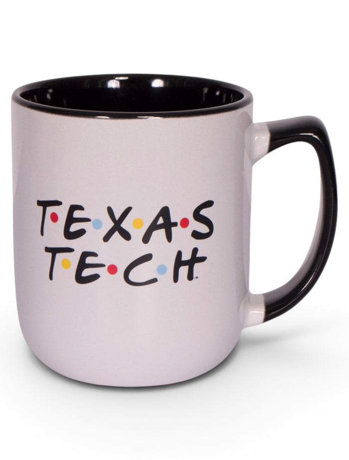 Texas Tech Red Raiders Double T Coffee Mug With Multi-Colored Dots – White front view