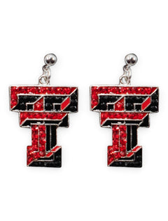 Texas Tech Red Raiders Double T Crystal Earrings – Front view